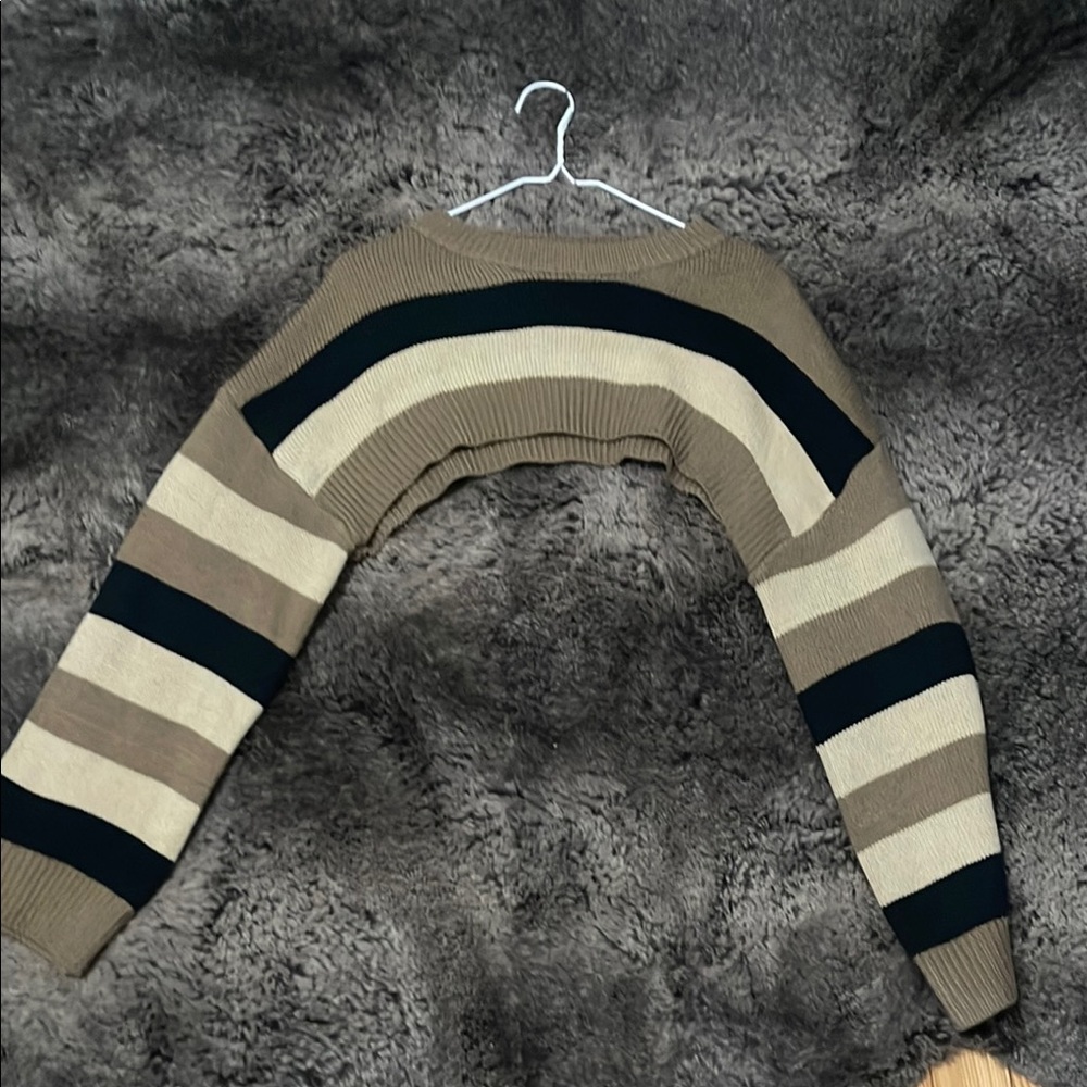 Striped Tan and Black Women's cardigan